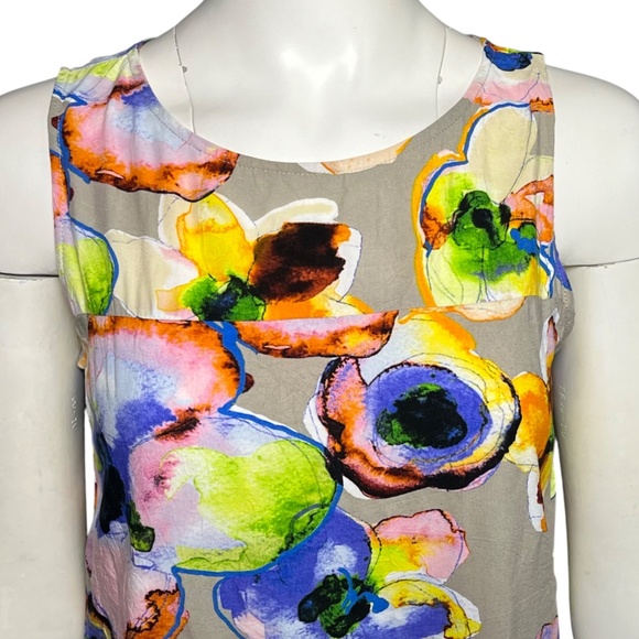 JAMS WORLD Mystic Pond Short JACKIE Shift Dress Taupe Cobalt Blue Size Small - Picture 2 of 7